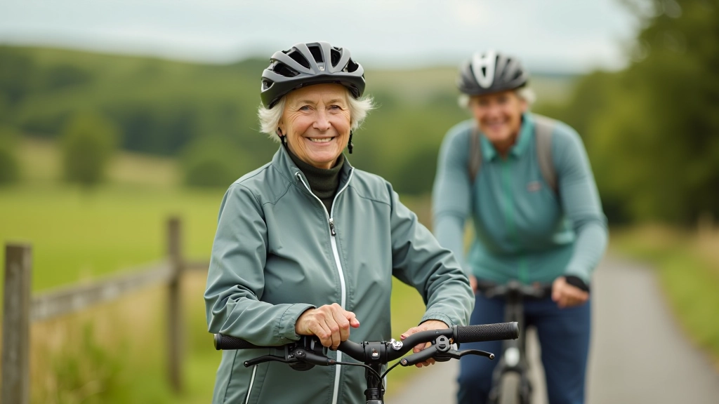 Senior cyclist preparing for a ride on a scenic Kildare route